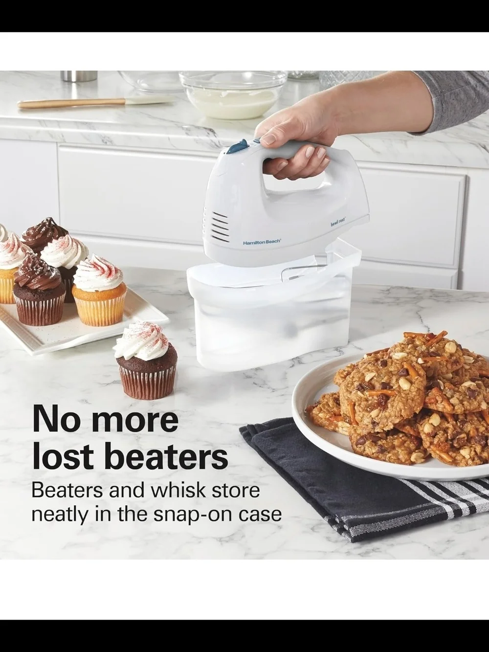 Hamilton Beach 6-Speed Electric Hand Mixer with Snap-On Case White 62682RZ